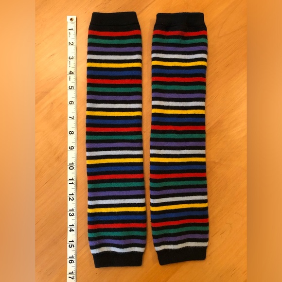 Accessories - Leg warmers Rainbow stripes with black background, one size (16in long), soft
